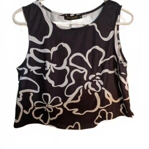 NWTs Lagenlook Artsy Floral Boxy Flowy Crop Tank Top Size XS Roylamp